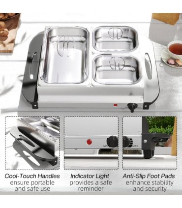 HOMCOM 6L Electric Food Warmer Buffet Server with Lids Cool Touch Handles