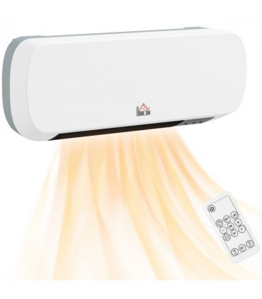 HOMCOM Wall Mounted Electric Heater with Timer Overheat Protection White