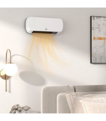 HOMCOM Wall Mounted Electric Heater with Timer Overheat Protection White