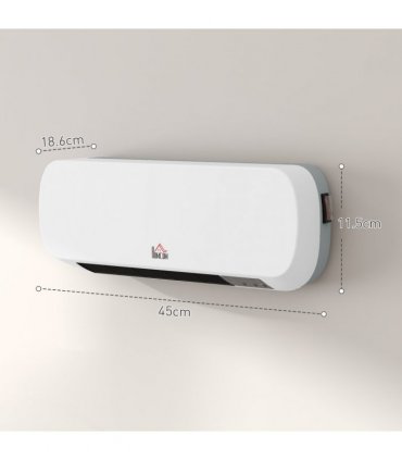 HOMCOM Wall Mounted Electric Heater with Timer Overheat Protection White