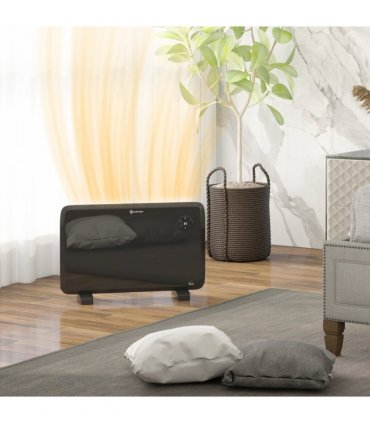 HOMCOM Electric Convector Heater, Quiet Space Heater w/ LED Display, Black
