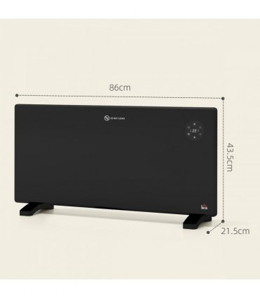 2000W Electric Convector Heater, Quiet Space Heater with LED Display, Black