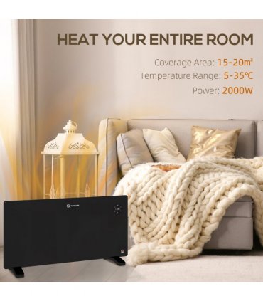 2000W Electric Convector Heater, Quiet Space Heater with LED Display, Black