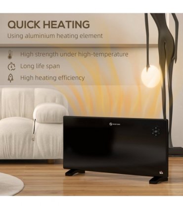 2000W Electric Convector Heater, Quiet Space Heater with LED Display, Black