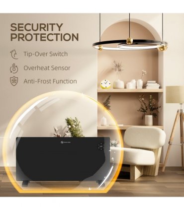 2000W Electric Convector Heater, Quiet Space Heater with LED Display, Black