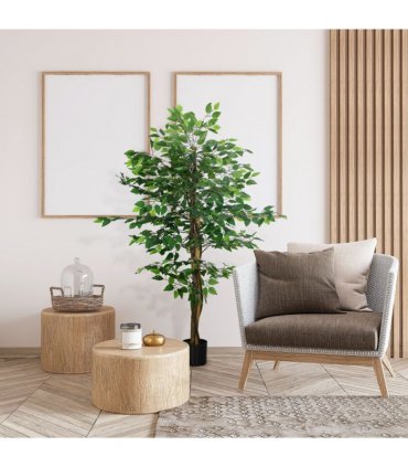HOMCOM 150cm Artificial Tree Ficus for Indoor Outdoor Home Decor, Fake Tree