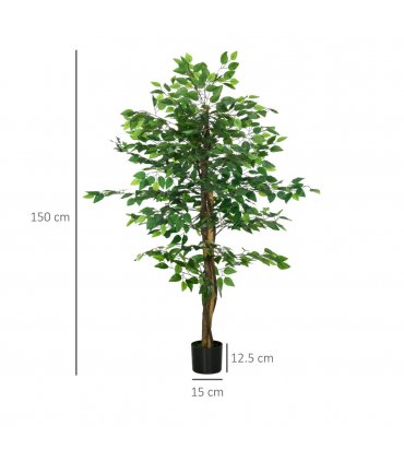 HOMCOM 150cm Artificial Tree Ficus for Indoor Outdoor Home Decor, Fake Tree