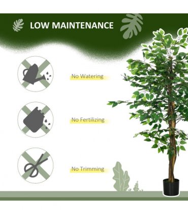 HOMCOM 150cm Artificial Tree Ficus for Indoor Outdoor Home Decor, Fake Tree