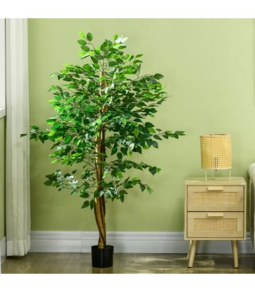 HOMCOM 150cm Artificial Tree Ficus for Indoor Outdoor Home Decor, Fake Tree