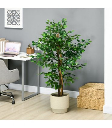 HOMCOM 150cm Artificial Tree Ficus for Indoor Outdoor Home Decor, Fake Tree