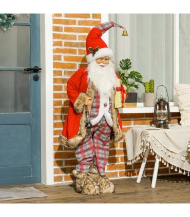 HOMCOM 141cm Animated Santa Claus with Sound Activated for Party Festival