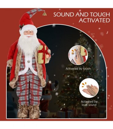 HOMCOM 141cm Animated Santa Claus with Sound Activated for Party Festival