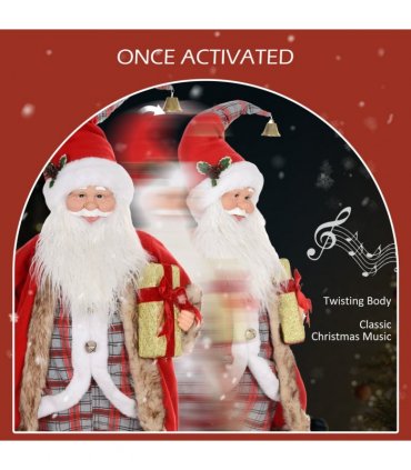 HOMCOM 141cm Animated Santa Claus with Sound Activated for Party Festival