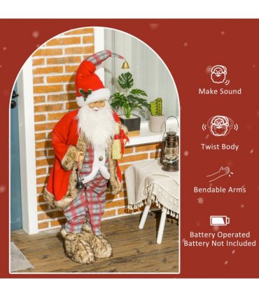 HOMCOM 141cm Animated Santa Claus with Sound Activated for Party Festival