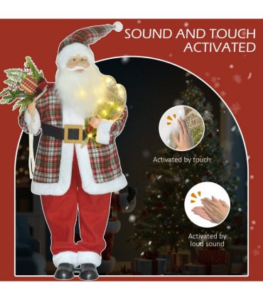 HOMCOM 133cm Animated Santa Claus w/ Sound Activated Festive Music for Party