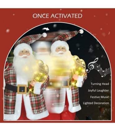 HOMCOM 133cm Animated Santa Claus w/ Sound Activated Festive Music for Party
