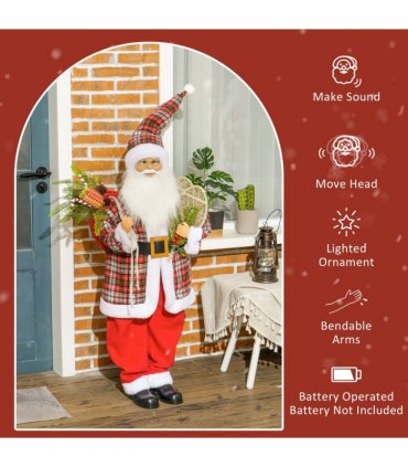 HOMCOM 133cm Animated Santa Claus w/ Sound Activated Festive Music for Party