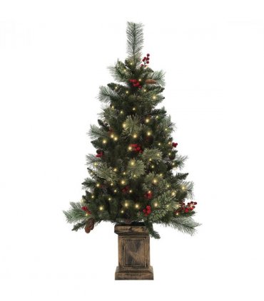 HOMCOM 1.2m Prelit Christmas Tree with 100 Warm White LED Lights and 8 Modes