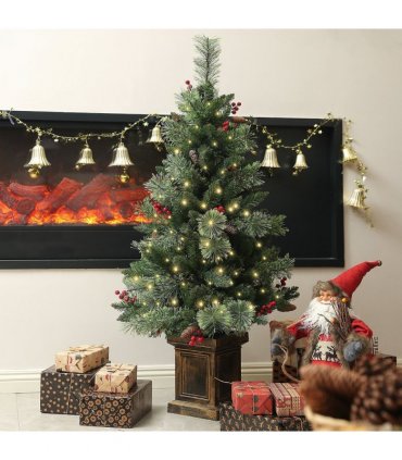 HOMCOM 1.2m Prelit Christmas Tree with 100 Warm White LED Lights and 8 Modes
