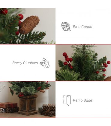 HOMCOM 1.2m Prelit Christmas Tree with 100 Warm White LED Lights and 8 Modes