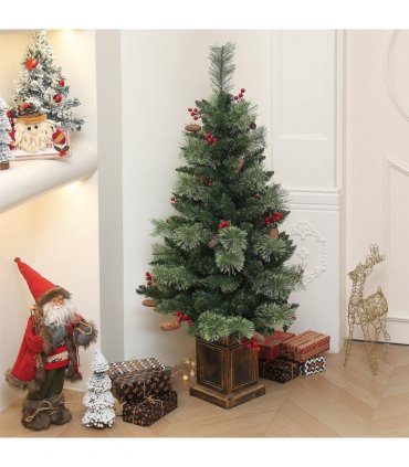 HOMCOM 1.2m Prelit Christmas Tree with 100 Warm White LED Lights and 8 Modes