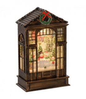 HOMCOM Christmas Snow Globe Lantern with Lights for Holiday, Bronze Tone