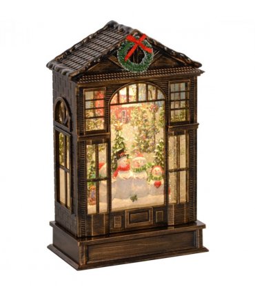 HOMCOM Christmas Snow Globe Lantern with Lights for Holiday, Bronze Tone
