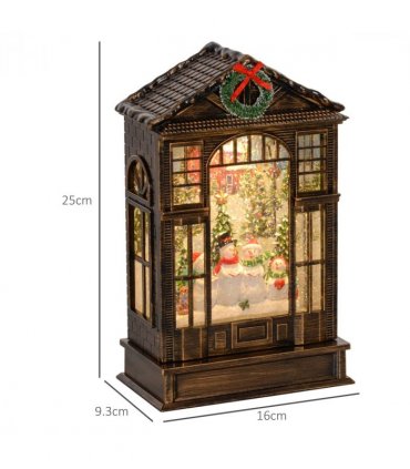 HOMCOM Christmas Snow Globe Lantern with Lights for Holiday, Bronze Tone