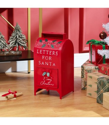 HOMCOM Christmas Post Box Freestanding or Wall Mounted for Xmas Decoration