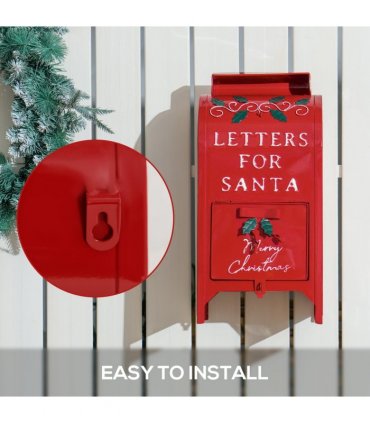 HOMCOM Christmas Post Box Freestanding or Wall Mounted for Xmas Decoration