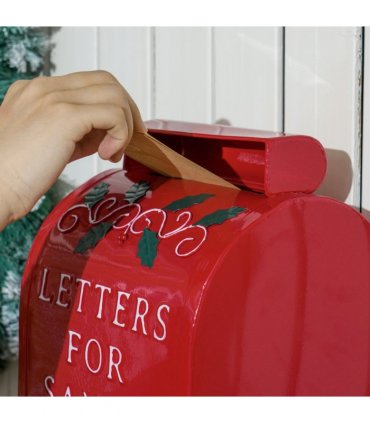 HOMCOM Christmas Post Box Freestanding or Wall Mounted for Xmas Decoration