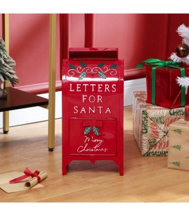 HOMCOM Christmas Post Box Freestanding or Wall Mounted for Xmas Decoration
