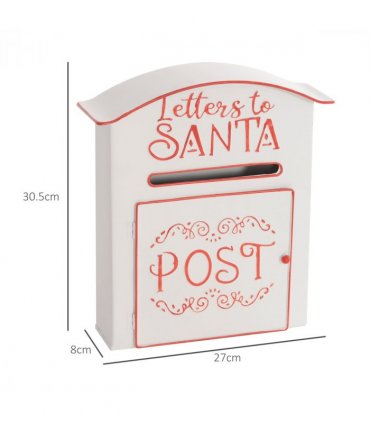 HOMCOM Christmas Post Box Wall Mounted Santa Mailbox for Xmas Decoration