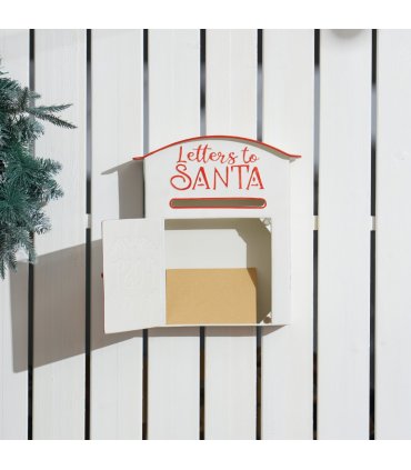 HOMCOM Christmas Post Box Wall Mounted Santa Mailbox for Xmas Decoration