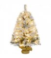 HOMCOM 3ft Artificial Christmas Tree with LED Light, Concrete Base