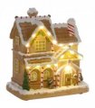 HOMCOM Lighted and Musical Christmas Candy House with Gingerbread Man Brown