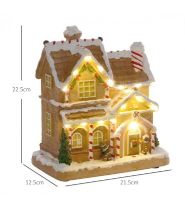 HOMCOM Lighted and Musical Christmas Candy House with Gingerbread Man Brown