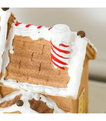 HOMCOM Lighted and Musical Christmas Candy House with Gingerbread Man Brown