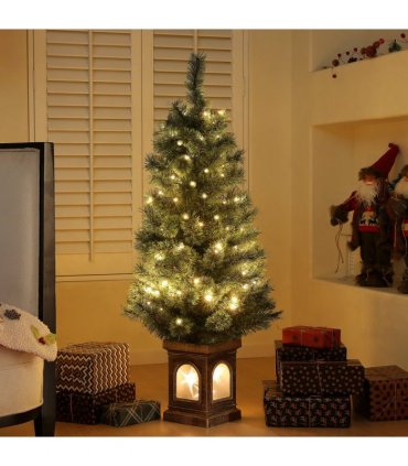 HOMCOM 4ft Artificial Christmas Tree with 80 Warm White LED Lights Remote