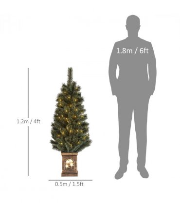 HOMCOM 4ft Artificial Christmas Tree with 80 Warm White LED Lights Remote