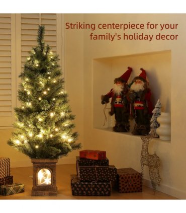 HOMCOM 4ft Artificial Christmas Tree with 80 Warm White LED Lights Remote