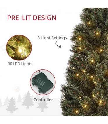 HOMCOM 4ft Artificial Christmas Tree with 80 Warm White LED Lights Remote
