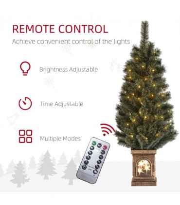 HOMCOM 4ft Artificial Christmas Tree with 80 Warm White LED Lights Remote