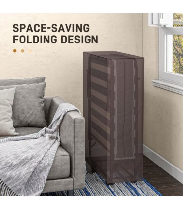 HOMCOM Folding Bed with Mattress Foldable Guest Bed on Wheels w/ Cover Dark Grey