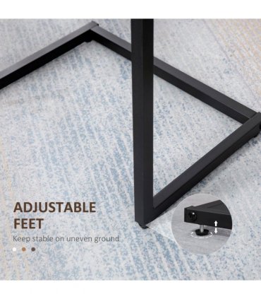 HOMCOM C-Shaped Nesting Tables Set of 3 with Steel Frame, Rustic Brown