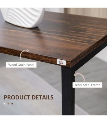 HOMCOM C-Shaped Nesting Tables Set of 3 with Steel Frame, Rustic Brown
