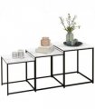 HOMCOM Nesting Coffee Tables Set of 3 Stacking Sofa Side Tables White