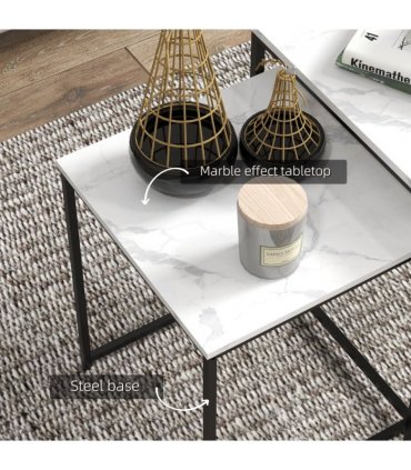 HOMCOM Nesting Coffee Tables Set of 3 Stacking Sofa Side Tables White