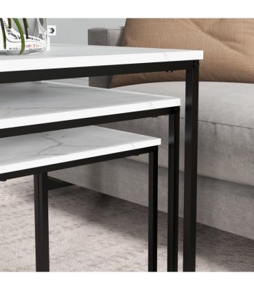 HOMCOM Nesting Coffee Tables Set of 3 Stacking Sofa Side Tables White