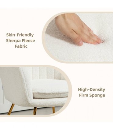 HOMCOM Accent Chair Set of 2, Cashmere Armchair with Steel Legs, Cream White